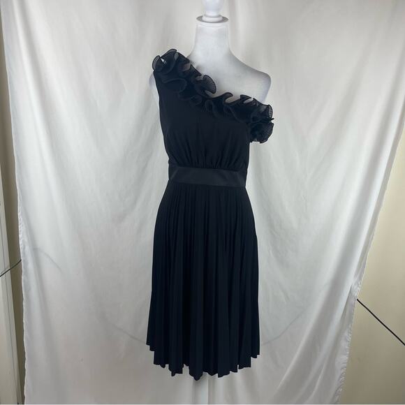 Max And Cleo Black Ruffled Pleated BalletCore Party Event Dress NWOT Size 6 - Picture 2 of 12
